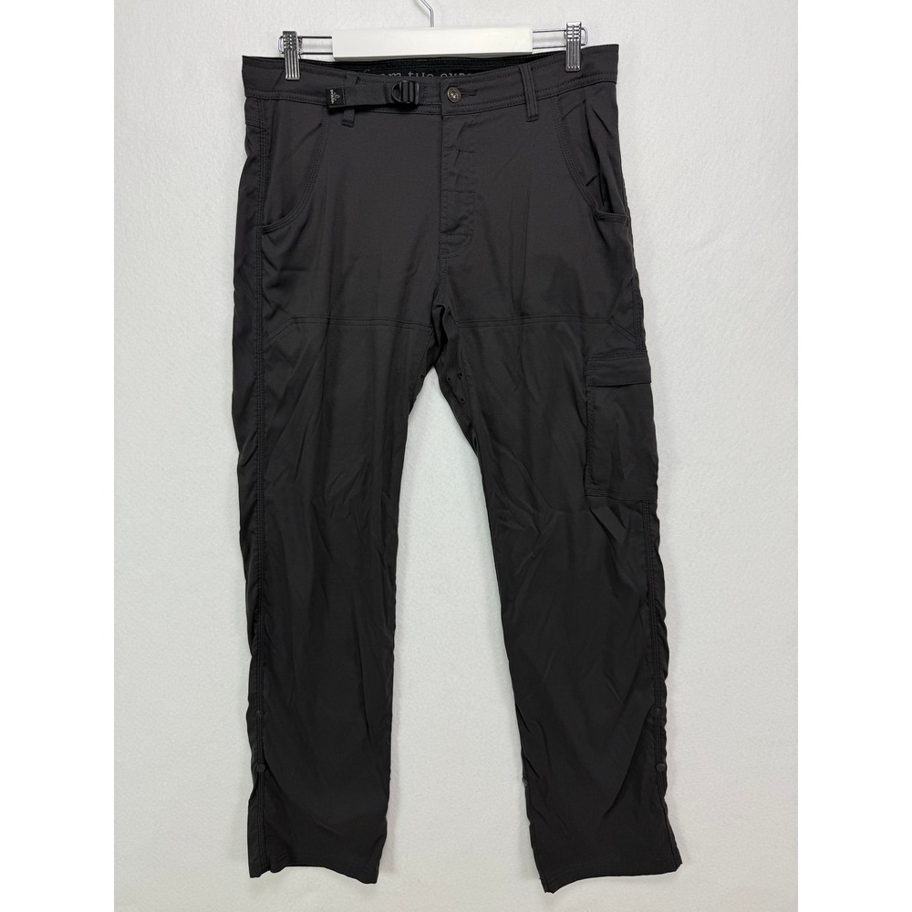 Prana Halle Straight Leg Cargo Pants 32W x 34L Dark Gray Roll Up Outdoor Hiking